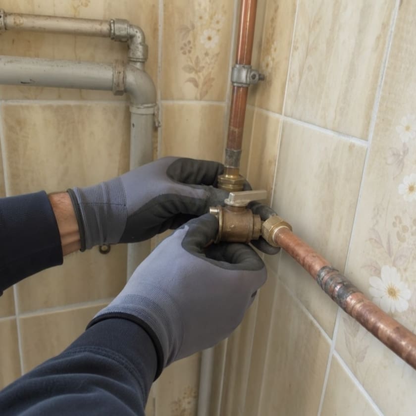 main remplacent vanne canalisation cuivre intérieur